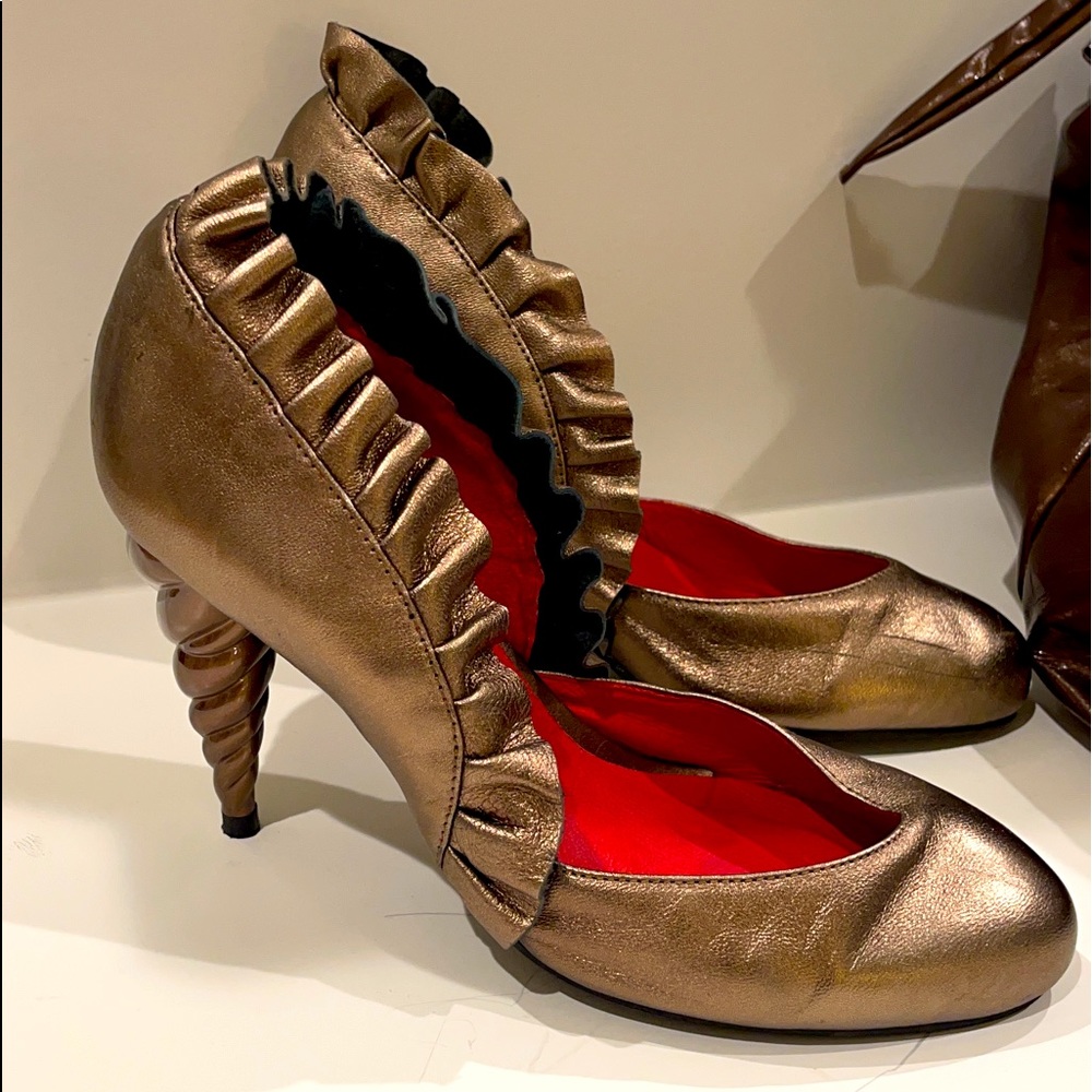 Jeffrey Campbell Bronze Ruffle Heel